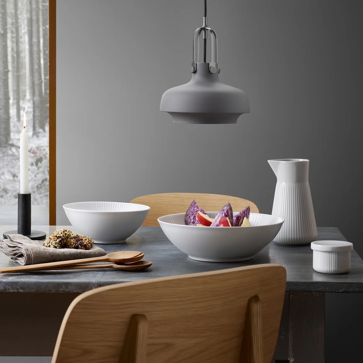 Porcelánová dóza na potraviny Eva Trio Legio Nova, 1,0 l, bílý porcelán v moderním skandinávském stolování